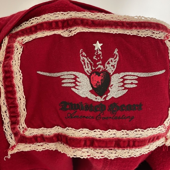 Twisted Hearts ♥️ red crop 1/2 sleeve jacket - Picture 6 of 7